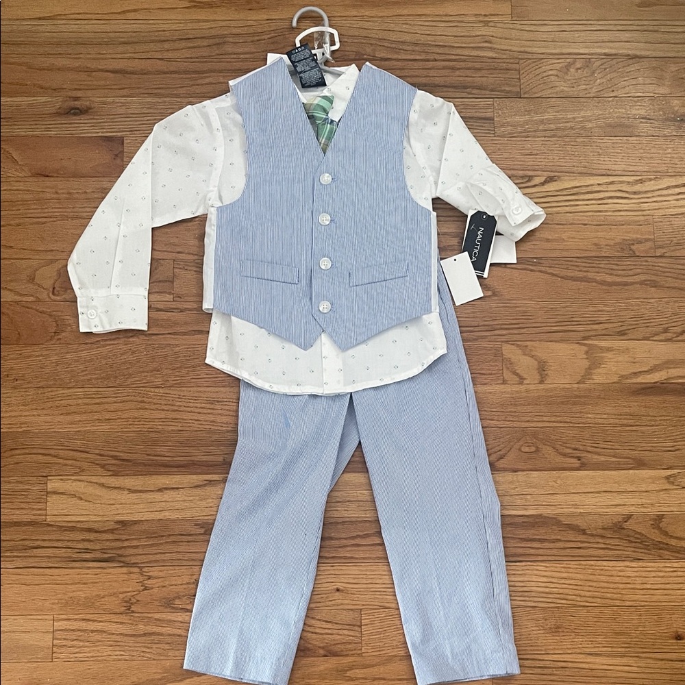 Nautica 4 piece blue stripe suit set size 4